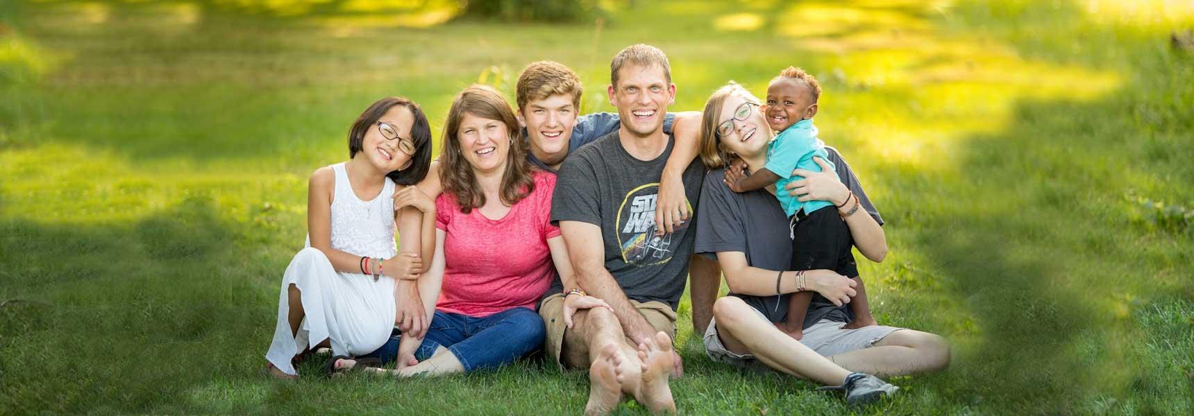 A family spending time together outdoors