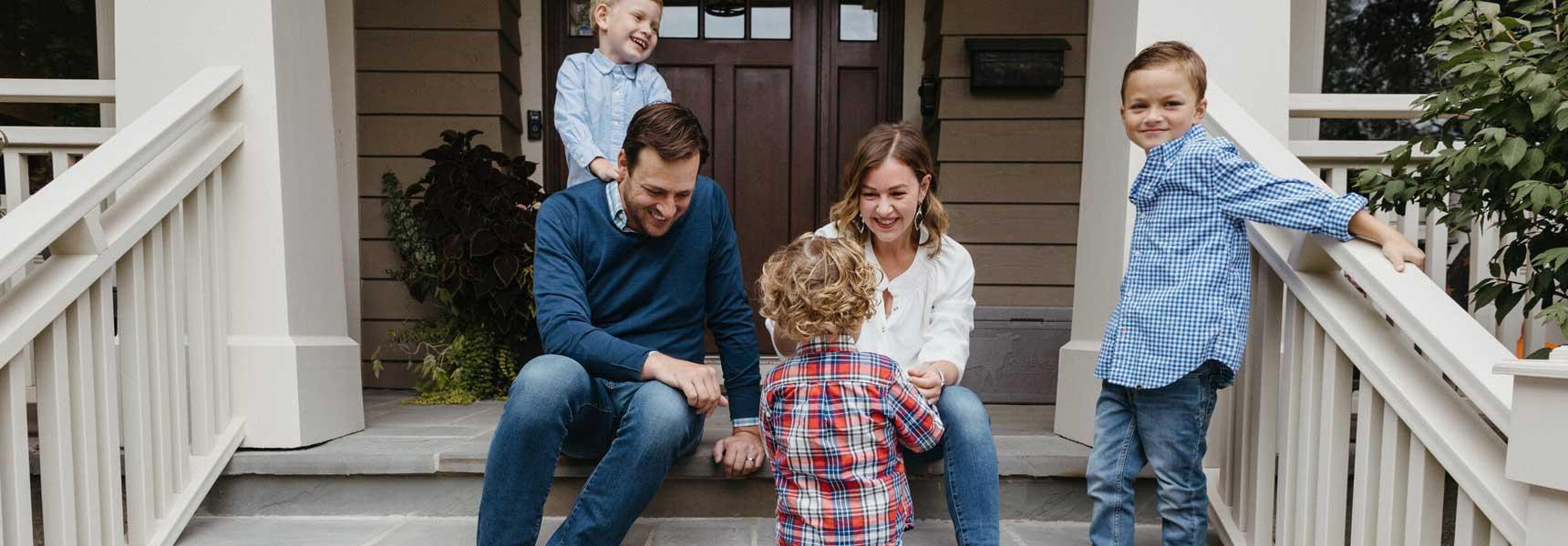 A family spending time together at home