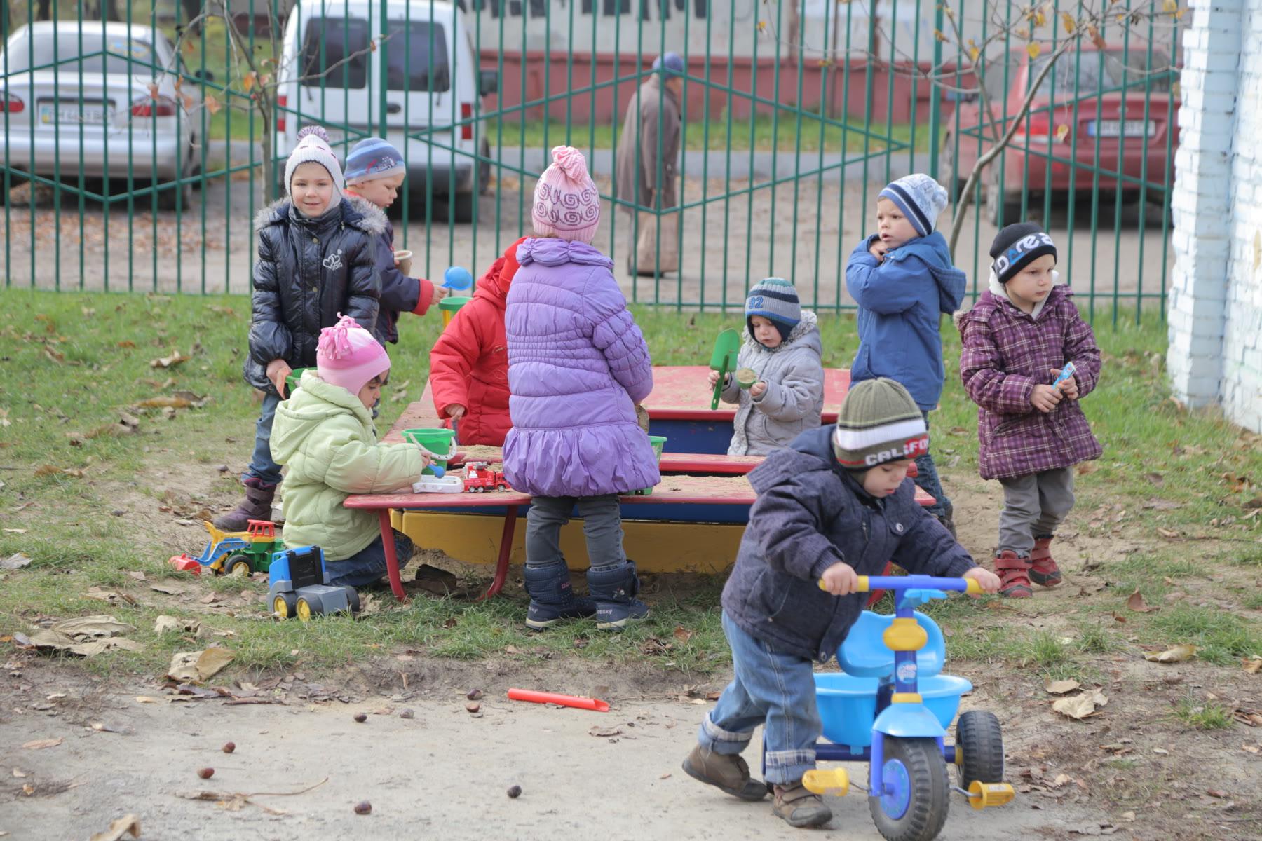 Young children spending time together outdoors